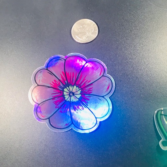 Metallic Flower Prismatic Reflective Single Decor Sticker - Picture 3 of 10